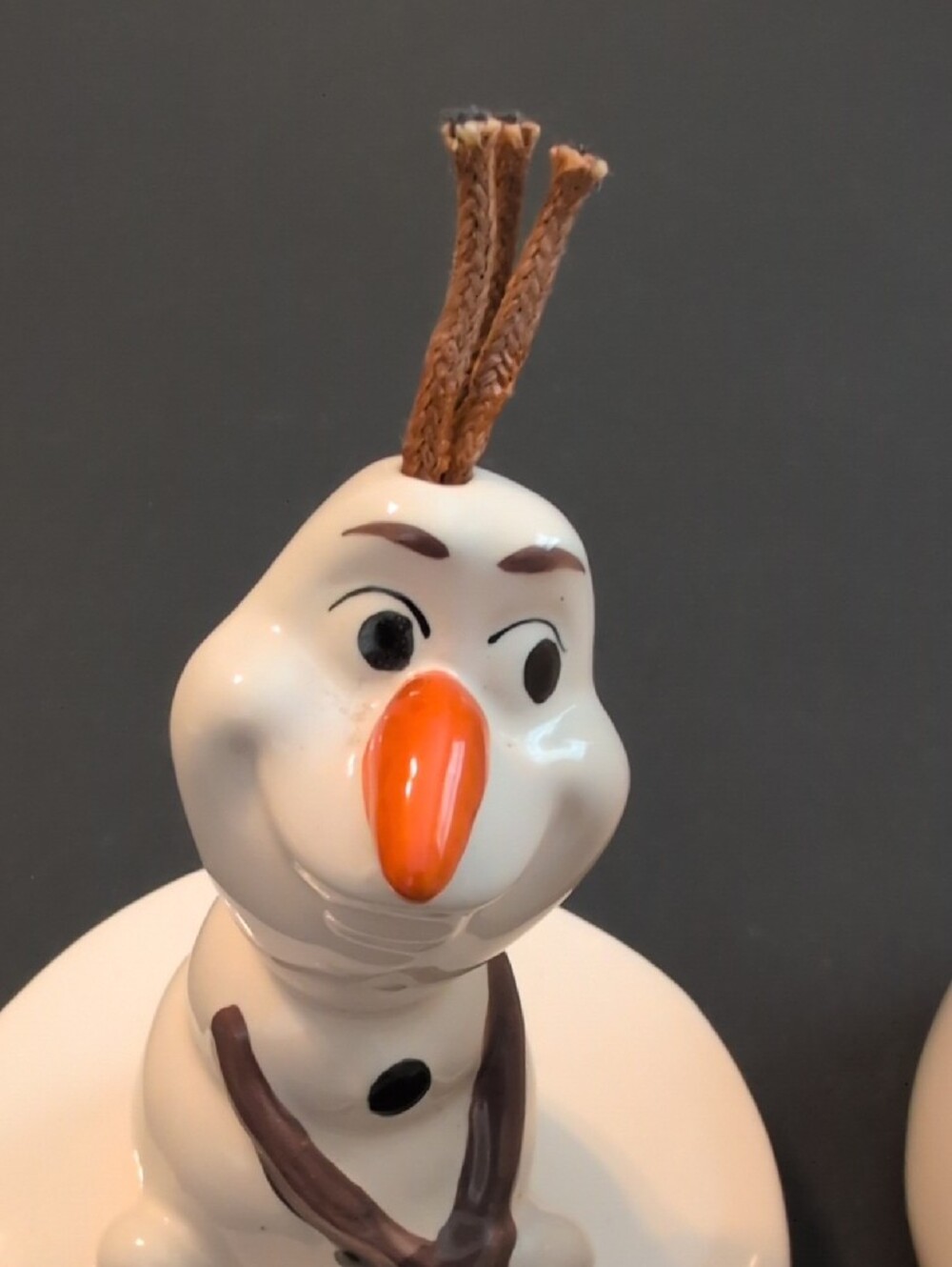 Rae Dunn White Mug with Olaf Lid - Orange Nose and Brown Scarf - Picture 4 of 13